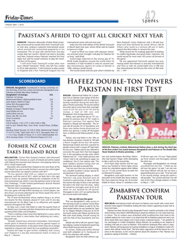 Hafeez Double-Ton Powers Pakistan in First Test