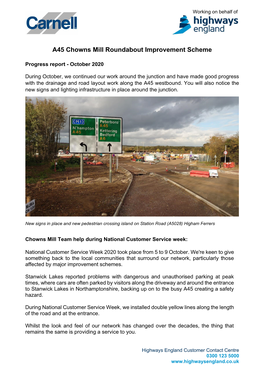 A45 Chowns Mill Roundabout Improvement Scheme