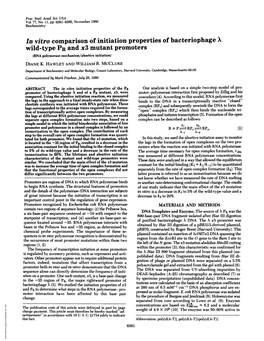 In Vitro Comparison of Initiation Properties of Bacteriophage X Wild-Type PR and X3 Mutant Promoters (RNA Polymerase Mechanism/Abortive Initiation) DIANE K