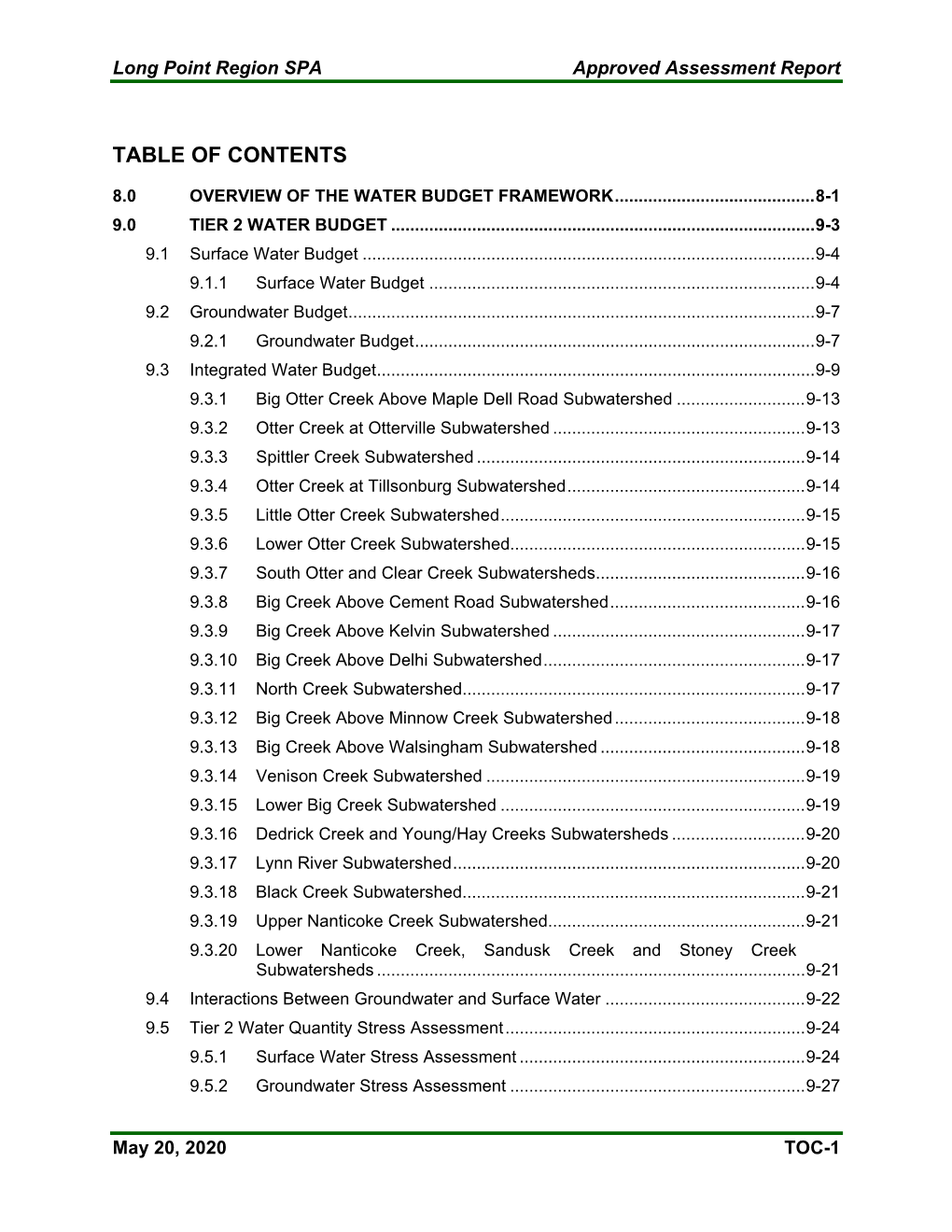 Table of Contents