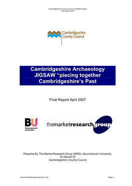 Cambridgeshire Archaeology JIGSAW “Piecing Together Cambridgeshire’S Past