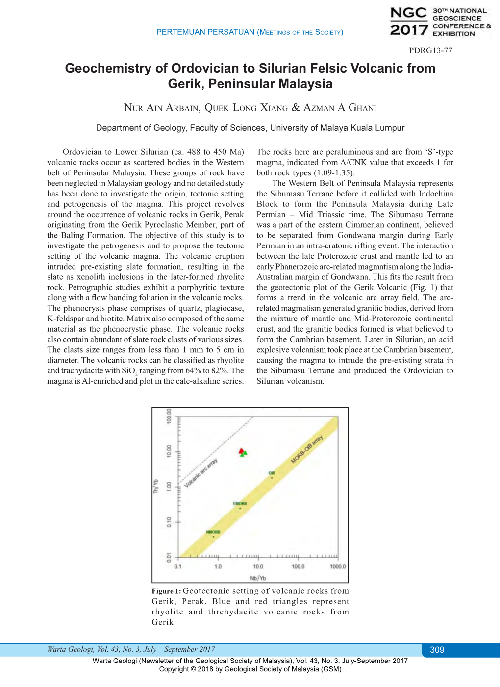 Abstract: Geochemistry of Ordovician to Silurian Felsic Volcanic From