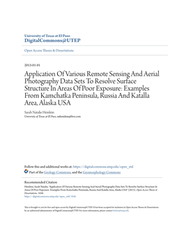 Application of Various Remote Sensing and Aerial Photography