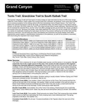 Tonto Trail: Grandview Trail to South Kaibab Trail