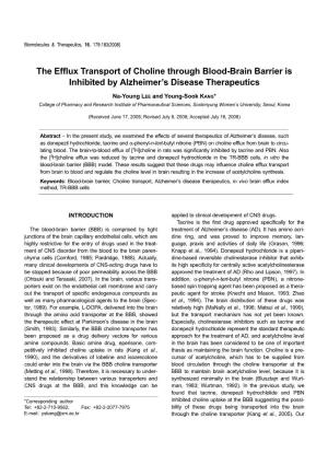 The Efflux Transport of Choline Through Blood-Brain Barrier Is Inhibited by Alzheimer’S Disease Therapeutics
