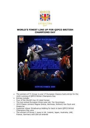 World's Finest Line up for Qipco British Champions