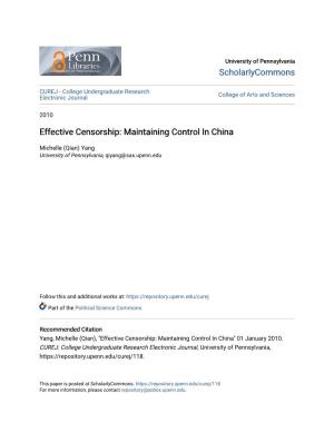 Effective Censorship: Maintaining Control in China