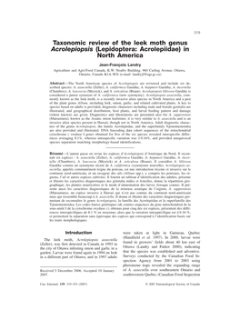 Taxonomic Review of the Leek Moth Genus Acrolepiopsis (Lepidoptera: Acrolepiidae) in North America