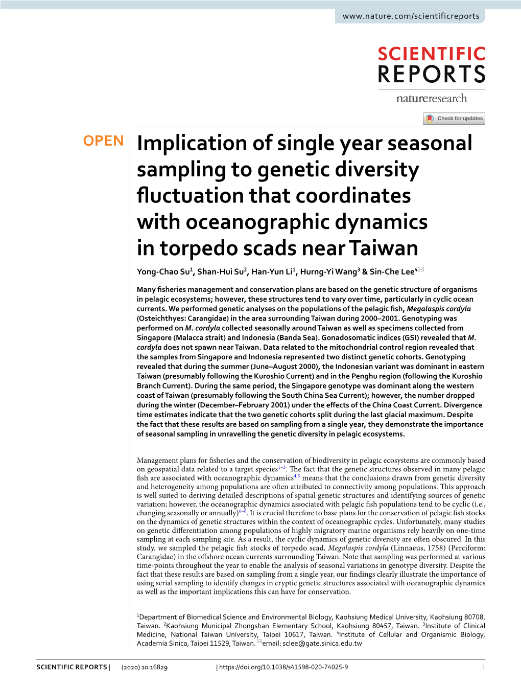 Implication of Single Year Seasonal Sampling to Genetic Diversity