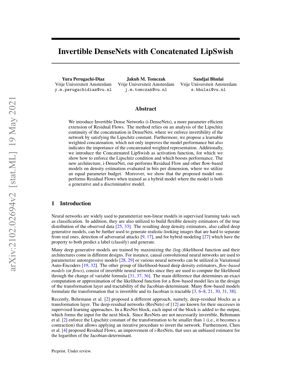 Arxiv:2102.02694V2 [Stat.ML] 19 May 2021