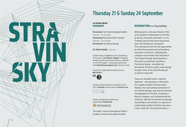 Igor Strav Thursday 21 & Sunday 24 September