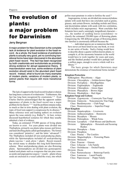 The Evolution of Plants: a Major Problems for Darwinism — Bergman Papers