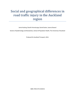 Social and Geographical Differences in Road Traffic Injury in the Auckland Region