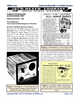 K-1 All-Wave Receiver Heathkit of the Month