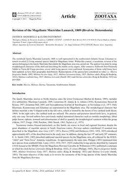 Revision of the Magellanic Mactridae Lamarck, 1809 (Bivalvia: Heterodonta)
