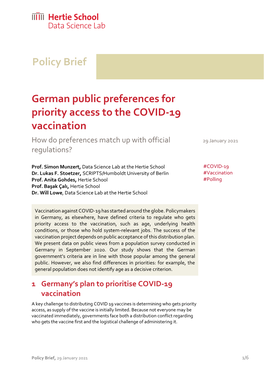 German Public Preferences for Priority Access to the COVID-19 Vaccination