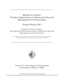 Models for Action: Practical Approaches to Electronic Records Management & Preservation