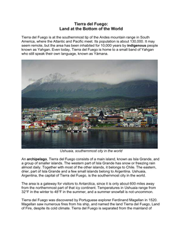 Tierra Del Fuego: Land at the Bottom of the World