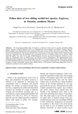 Pollen Diets of Two Sibling Orchid Bee Species, Euglossa, in Yucatán, Southern Mexico