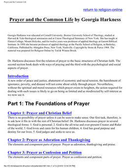Prayer and the Common Life by Georgia Harkness