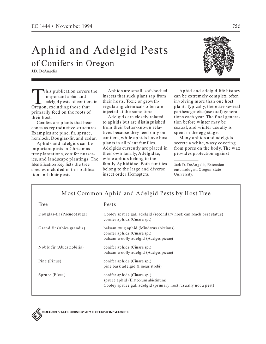 Aphid and Adelgid Pests of Conifers in Oregon J.D