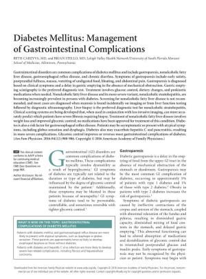 Gastrointestinal Complications of Diabetes Mellitus