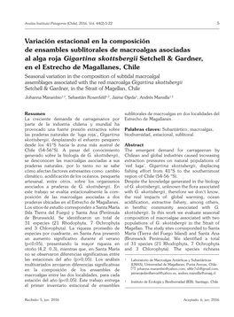 Variación Estacional En La Composición De Ensambles Sublitorales De Macroalgas Asociadas Al Alga Roja Gigartina Skottsbergii