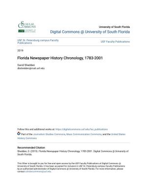 Florida Newspaper History Chronology, 1783-2001