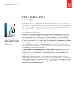 Adobe Audition CS5.5 Datasheet