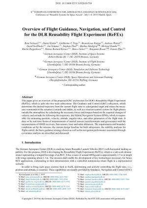 Overview of Flight Guidance, Navigation, and Control for the DLR Reusability Flight Experiment (Refex)