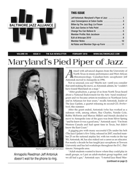 Baltimore Jazz Alliance, February 2010