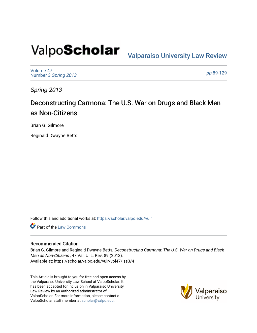 Deconstructing Carmona: the U.S. War on Drugs and Black Men As Non-Citizens