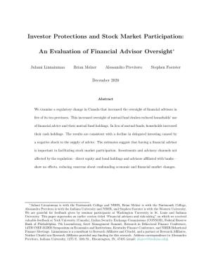 Investor Protections and Stock Market Participation