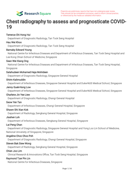 Chest Radiography to Assess and Prognosticate COVID- 19