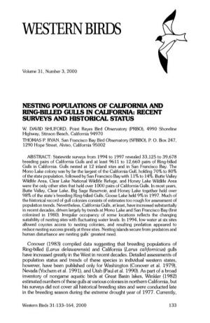Nesting Populations of California and Ring-Billed Gulls in California