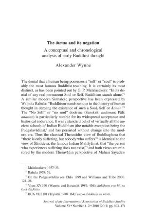 The Ātman and Its Negation: a Conceptual and Chronological