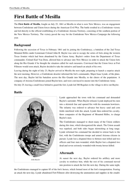 First Battle of Mesilla 1 First Battle of Mesilla