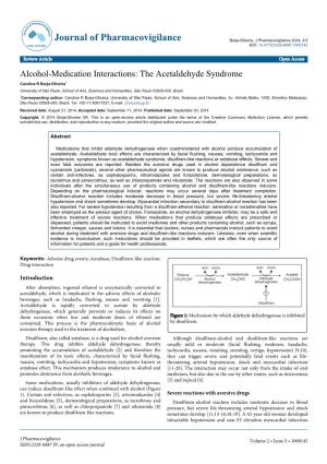 Alcohol-Medication Interactions: the Acetaldehyde Syndrome