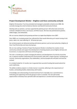Project Development Worker – Brighton and Hove Community Orchards