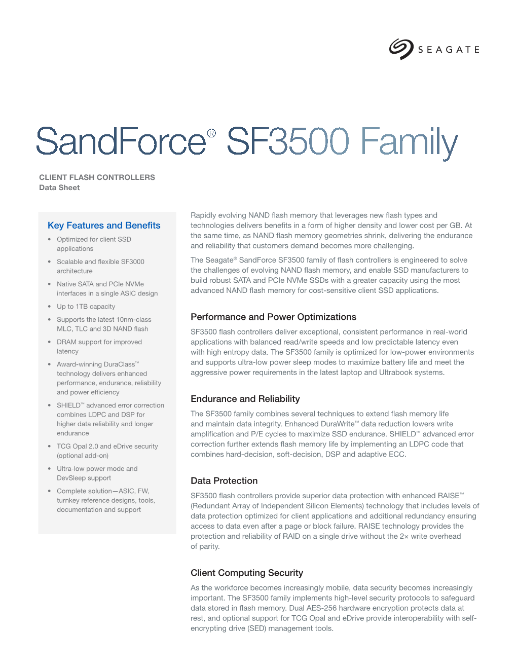 Sandforce® SF3500 Family