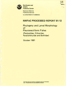 Phylogeny and Larval Morphology of Pleuronectiform Fishes (Psettodidae, Citharidae, Paralichthyidae and Bothidae)