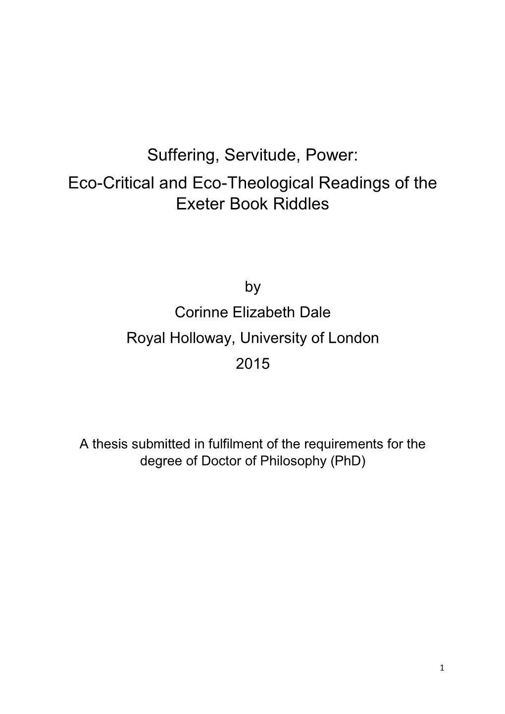 Eco-Critical and Eco-Theological Readings of the Exeter Book Riddles