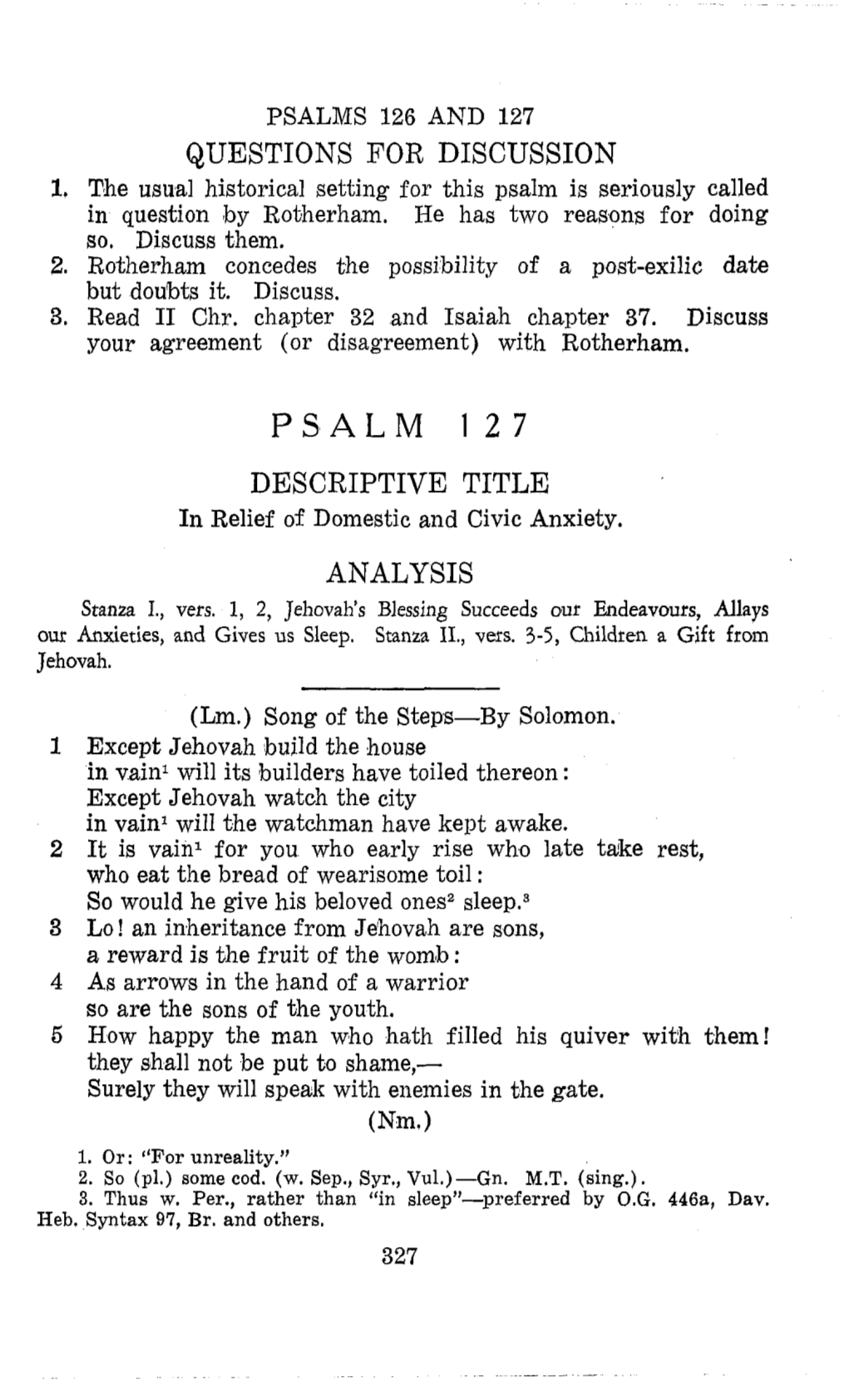 Psalms 126 and 127 Questions for Discussion 1