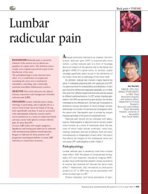 Lumbar Radicular Pain
