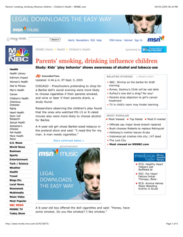 Parents' Smoking, Drinking Influence Children - Children's Health - MSNBC.Com 09/05/2005 06:24 PM