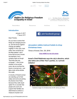 Jerusalem Rabbis Instruct Hotels to Drop Christmas Trees