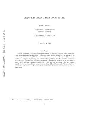 Algorithms Versus Circuit Lower Bounds