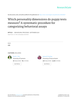 Which Personality Dimensions Do Puppy Tests Measure? a Systematic Procedure for Categorizing Behavioral Assays