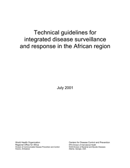 Technical Guidelines for Integrated Disease Surveillance and Response in the African Region