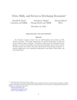 Cities, Skills, and Sectors in Developing Economies∗